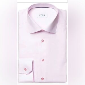Eton pink textured slim fit dress shirt